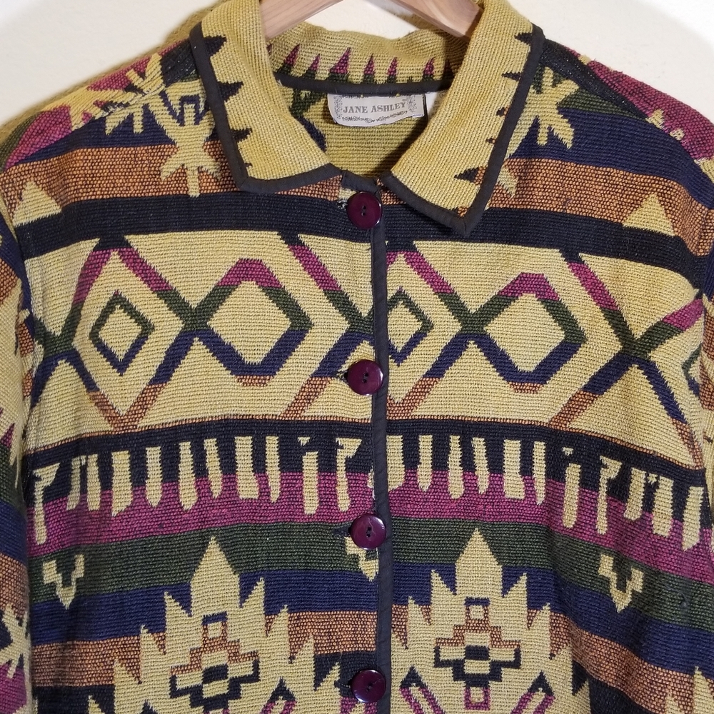 VTG Boho Western, Tapestry Tribal Jacket, Med